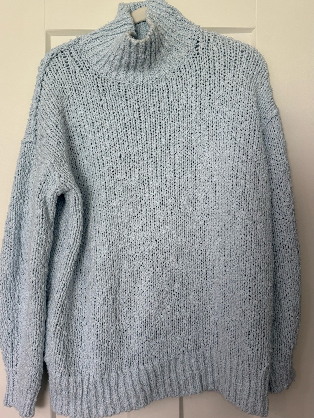 Anthropologie Light Blue Turtleneck Chunky Knit Sweater